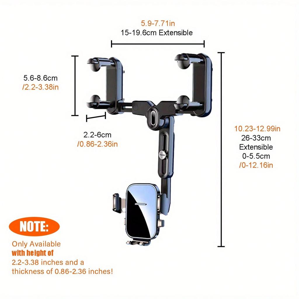 360°Rotatable And Retractable Car Phone Holder Car Rearview Mirror Bracket,Multifunctional Adjustable Universal Phone Holder