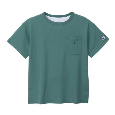 Kids Short Round One Point Short Sleeve Kids 130 [Champion] T-shirt, Sleeve, Neck, Logo, T-Shirt, First, CK-XS320, Green,