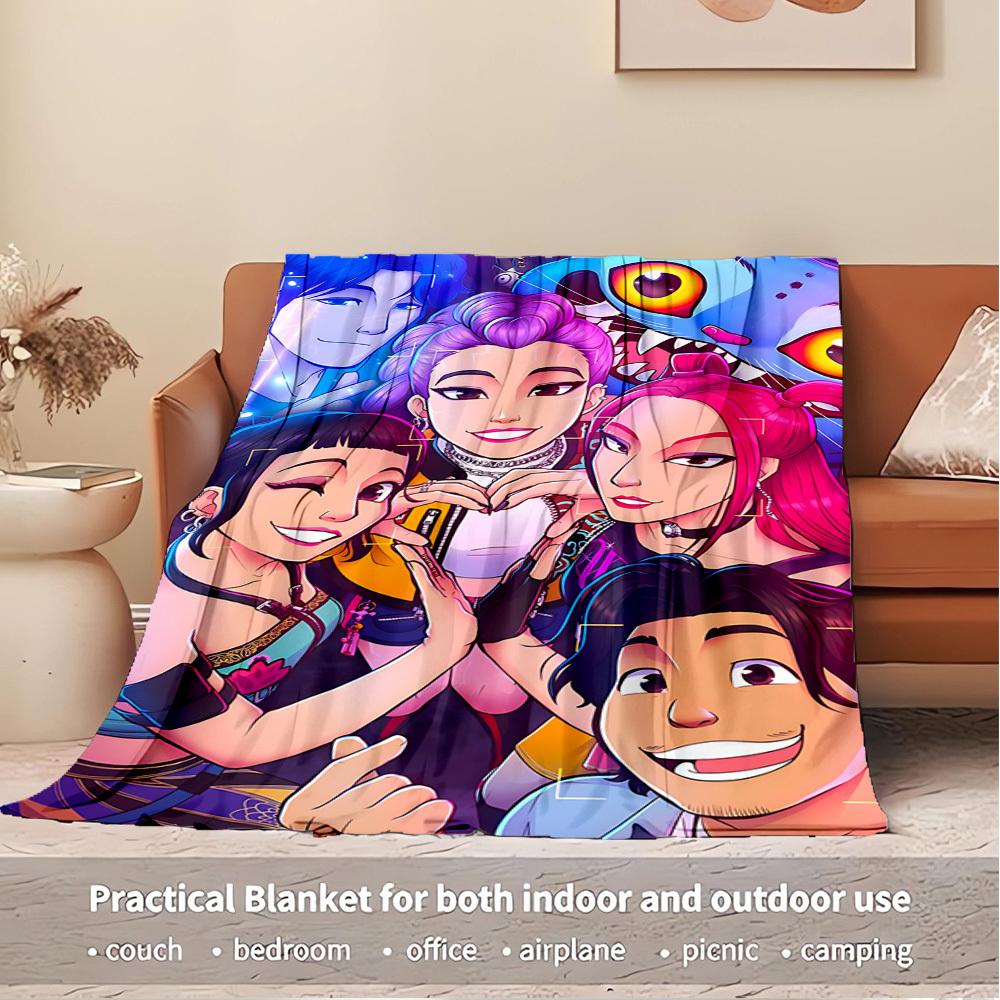 Gruppo di Ragazze Anime K-POP  Coperta Morbida Calda delle Quattro Stagioni  Copriletto Spesso a Maglia in Poliestere per Tutte le Stagioni per Letto, Campeggio, Viaggio  Regalo Perfetto