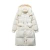 2025 Winter New Down Jacket Women's Medium and Long Over-knee Thickened Hooded Skinny Waist White Duck Down Jacket