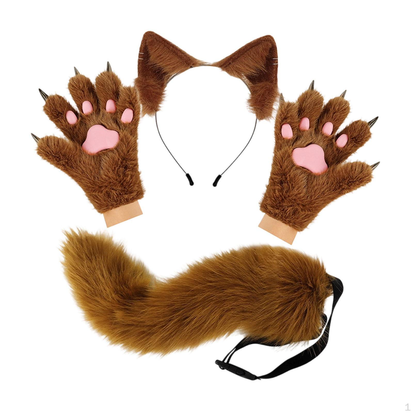 

Headband Tail Gloves Set Animal Long for Birthday