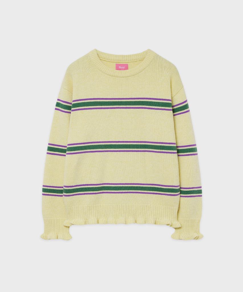 SINOON Sn Stripe Ruffle Pullover (Yellow)