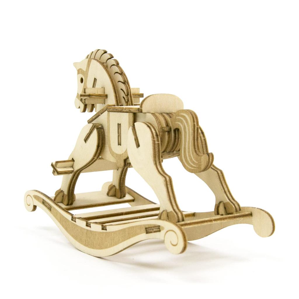 Rocking Horse A wooden 3D puzzle DIY craft kit that can be enjoyed by elementary school children to adults An educational toy for boys and girls A
