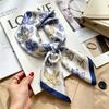 Commuter elegant flower silk scarf women's contrasting color retro printing satin scarf shirt with multi-purpose decorative small scarf
