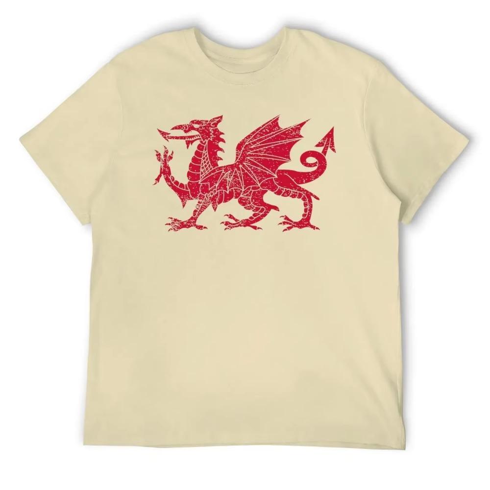 WALES FLAG RED DRAGON (DISTRESSED) Classic T-shirt Harajuku Sport  Casual Tees Graphic Vintage Aactivity Competition Eur Size