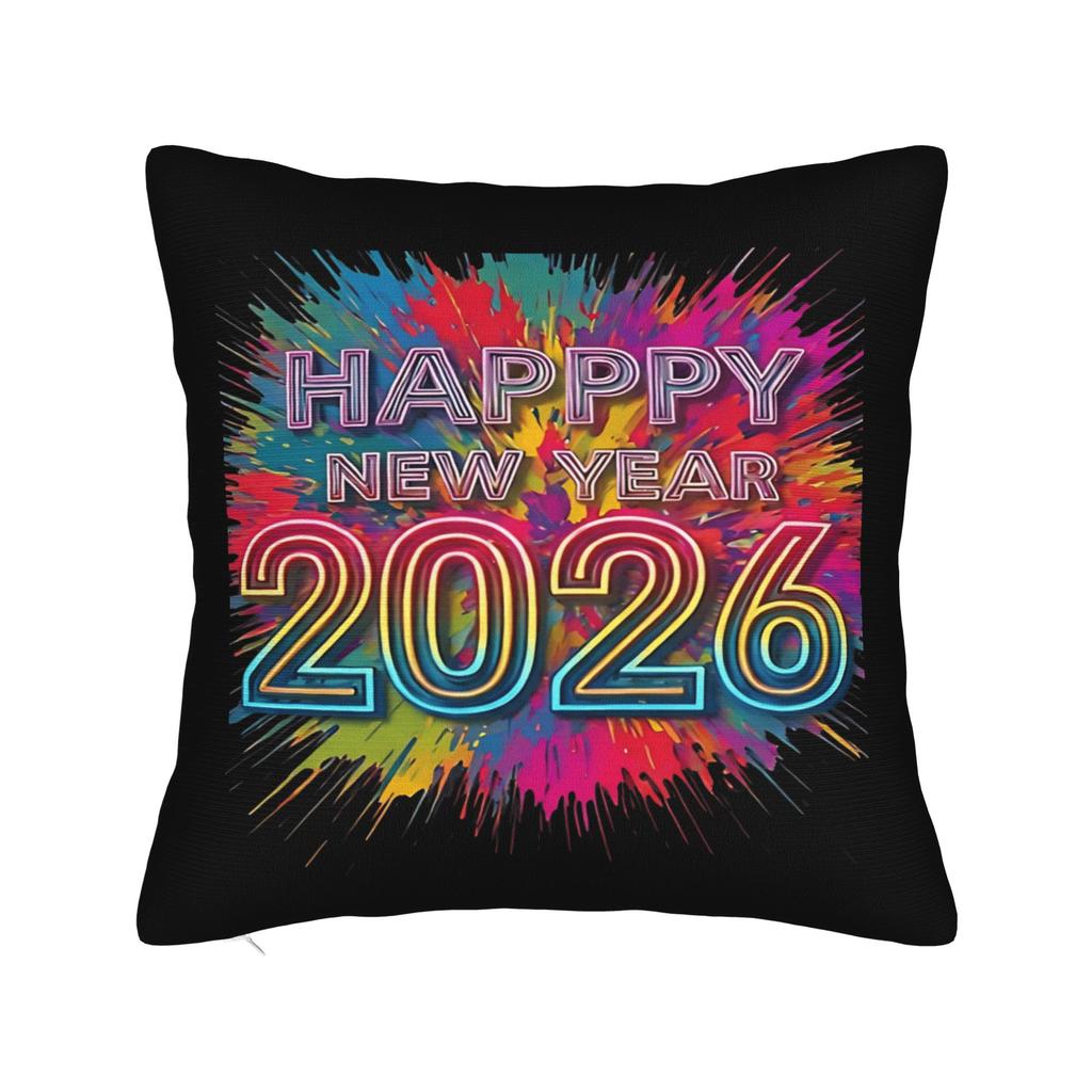 67 Happy New Year 2026 Donut Pillow Cover Morden Pillow Case For Office Car Home Decor Soft Cushion Cover Birthday Present
