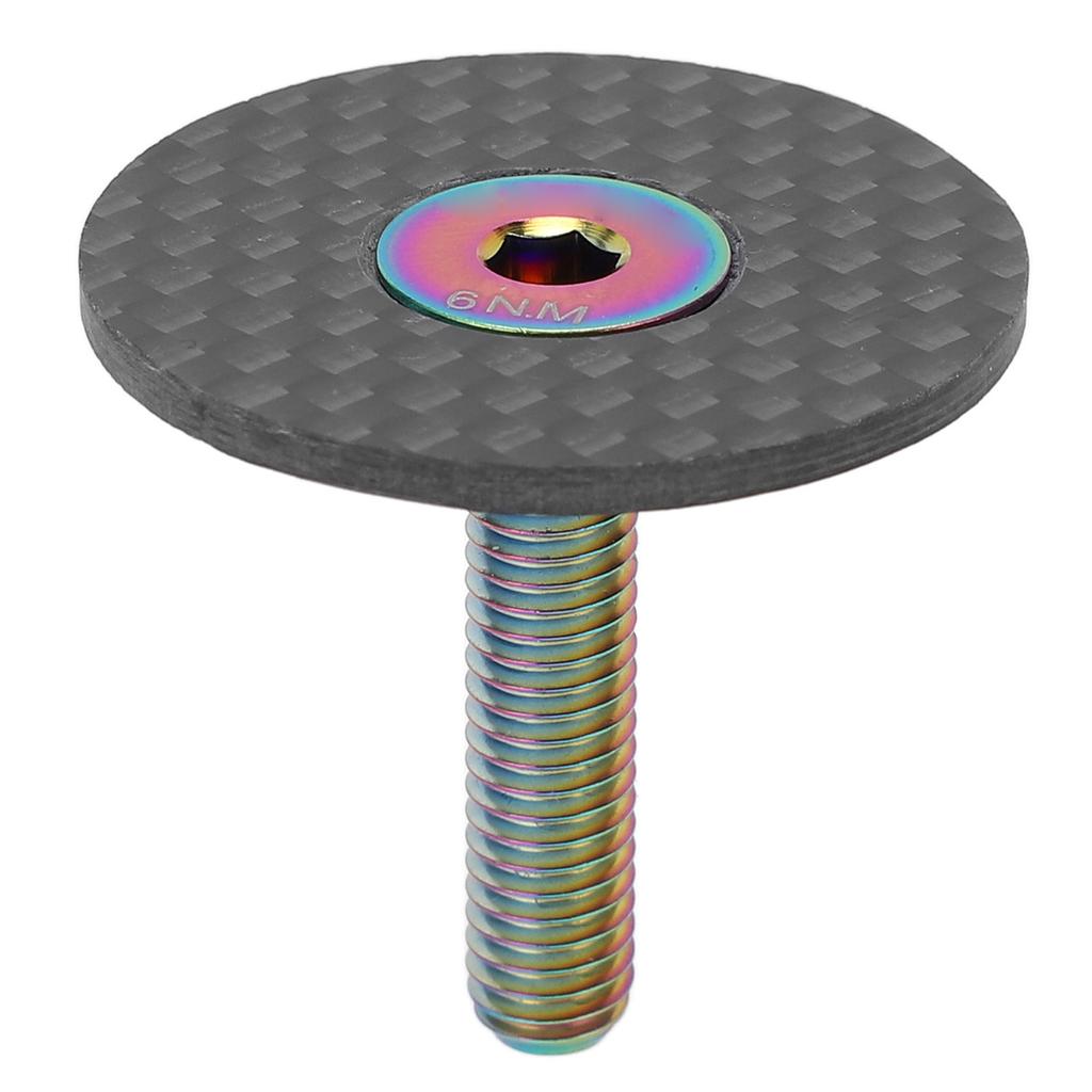 Bicycle Carbon Fiber Headset Top Cap Headset Cap Cover with Titanium Alloy Screw for Mountain Road
