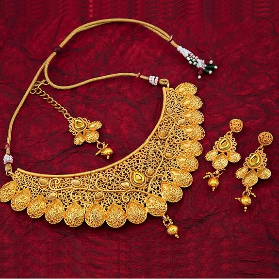Ensemble Collier Ras-du-cou Doré Plaqué Glamour pour Femmes