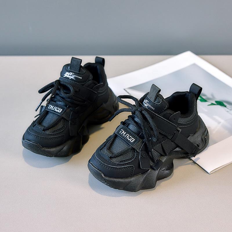 Girls' sneakers2026New Autumn Boys' Leather Casual Dad Shoes for Older Children and Students with Soft Soles for Running