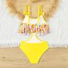 Costumul de baie dintr-o bucată pentru copii cu imprimeu galben de vară pentru fete adolescente 5-14 ani Costume de plajă Costum de baie minunat