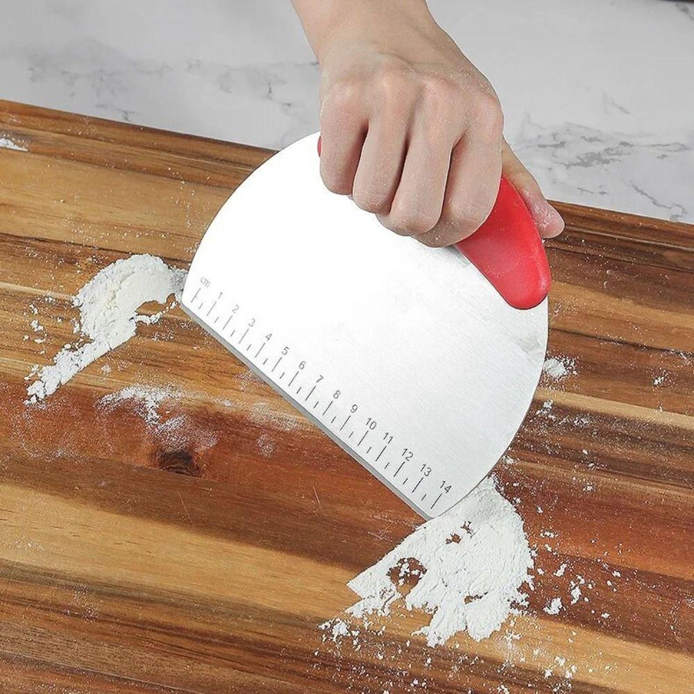 with Scale Half Round Scraper Stainless Steel Dough Scraper Household Dough Cutter  Cake