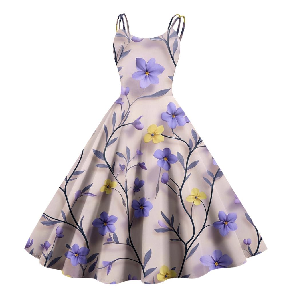 Sexy schulterfreies Punk-Vintage-Kleid mit Blumendruck für Damen