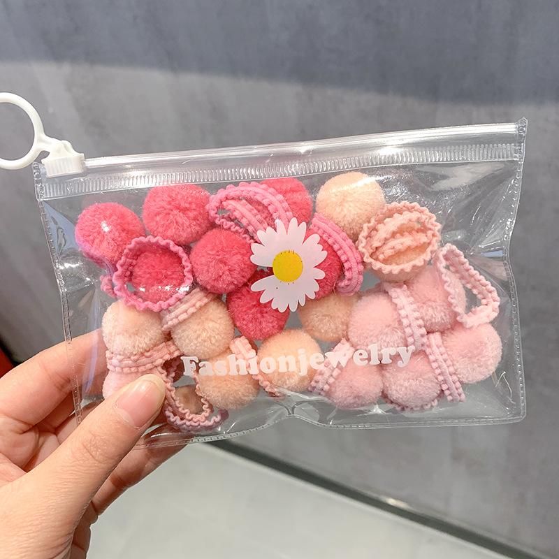 20Pcs Colorful Soft Plush Ball Hair Bands for Girls Kids Elastic Hair Ponytail Ropes Rubber Bands Headwear Hair Accessories Gift