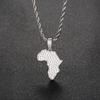 Exquisite Custom African Map Pendant-Men's Christian Hip Hop 18K Gold-plated Copper Zircon Pendant