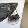 Leopard-print retro-chic handbag lady's casual high-end bow cross-commuter shoulder bag