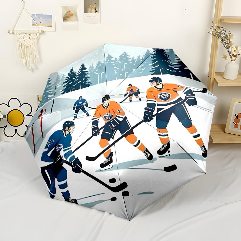 Golf Swing Artwork Portable Automatic Umbrella Compact 8-Rib Design Sturdy Construction Perfect for Outdoor Adventures Outdoor Accessory