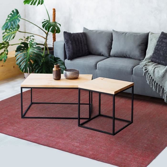 Tapis - THE DECO FACTORY - DUNES - Effet délavé en coton - Rouge - 160 x 230 cm