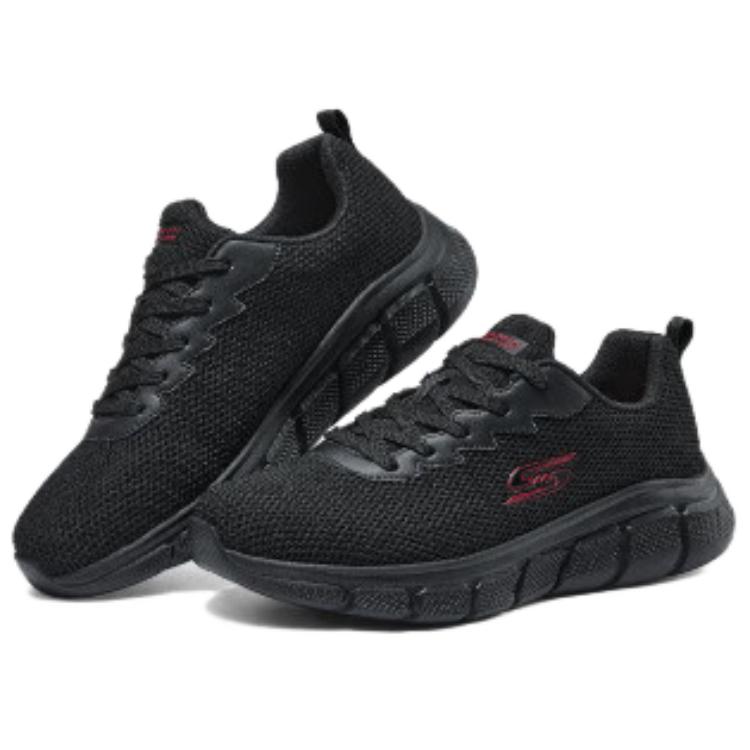 Skechers Comfortable Lace-Up Shock Absorbing Breathable Low-Top Running Shoes Men sneakers Black 118106-BBK