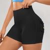 Women Cargo Pockets High Waist Yoga Shorts High Stretch Buttocks Quick Dry Sports Running Gym Pants