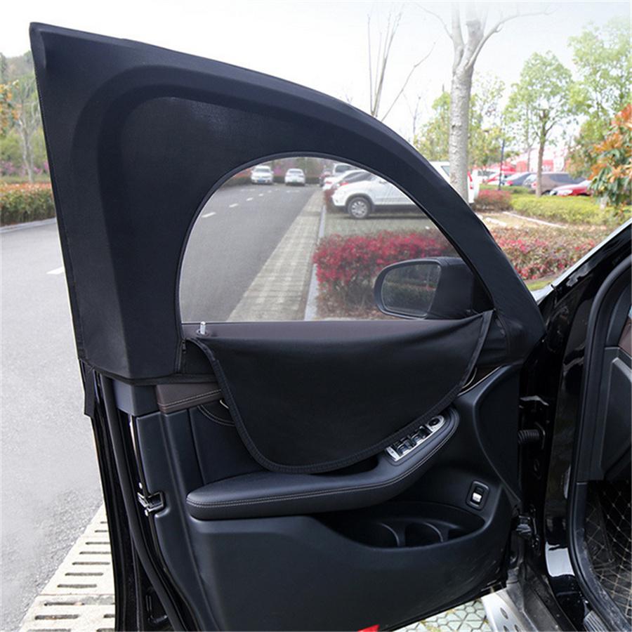 2x Universelle Auto Frontseitenfenster Sonnenschutzabdeckungen UV-Schutz Netzvorhang Schwarz