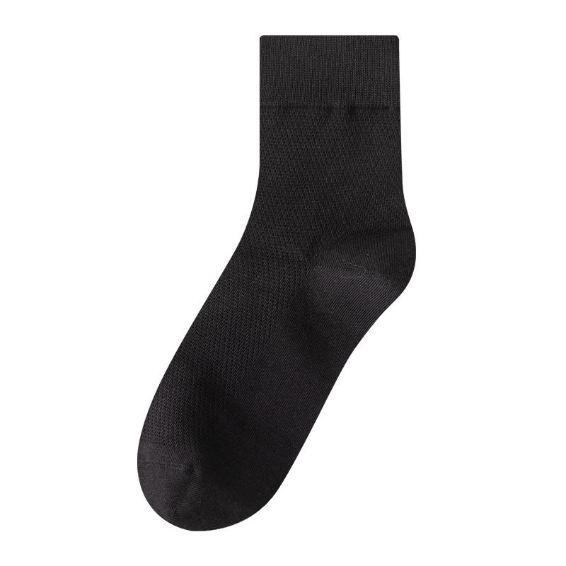 Breathable, Mid-calf Pure Cotton Socks: Mesh, Odor-resistant, Sweat-absorbing, Thin for Spring/summer, Solid Color, Seamless, Long Fit.