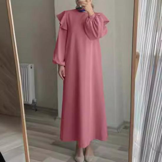Elegant Plus Size Islamic Sundress for Women with Lantern Sleeves