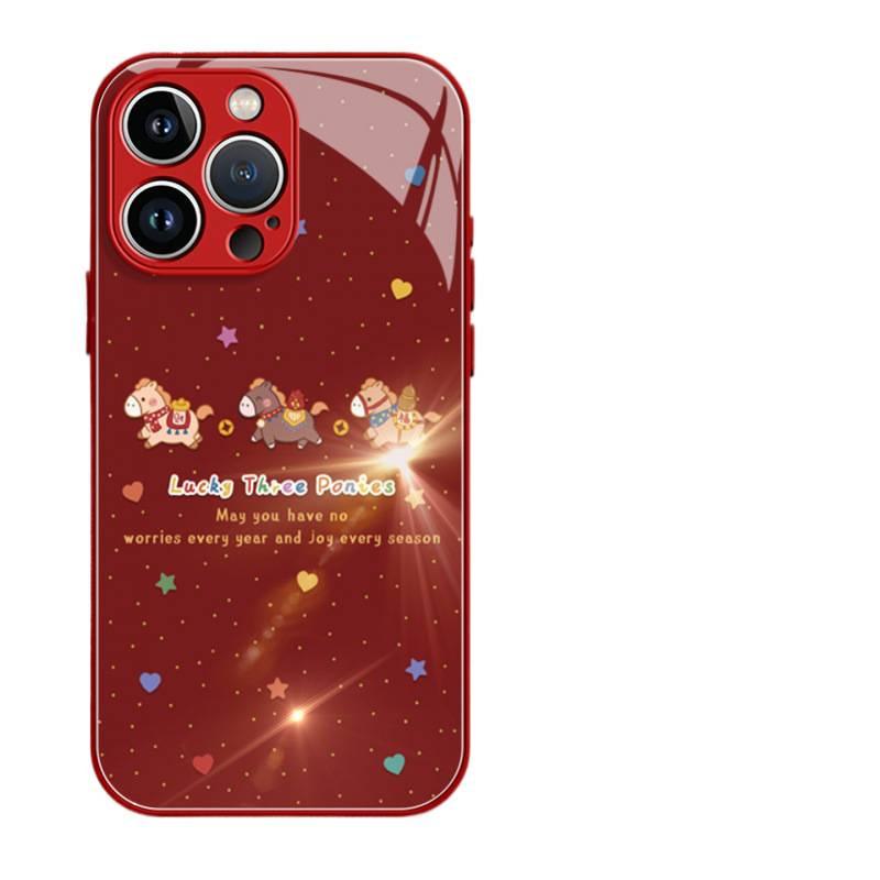 Applicable To Apple 17Pro Mobile Phone Case, New iPhone16promax Red Year of the Horse 15 Magnetic Bracket 14pro