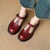 Krazing Pot Sheepskin Round Toe Size 42 Thick Med Heels Slip on Platform Gladiator Metal Buckle Autumn Pumps