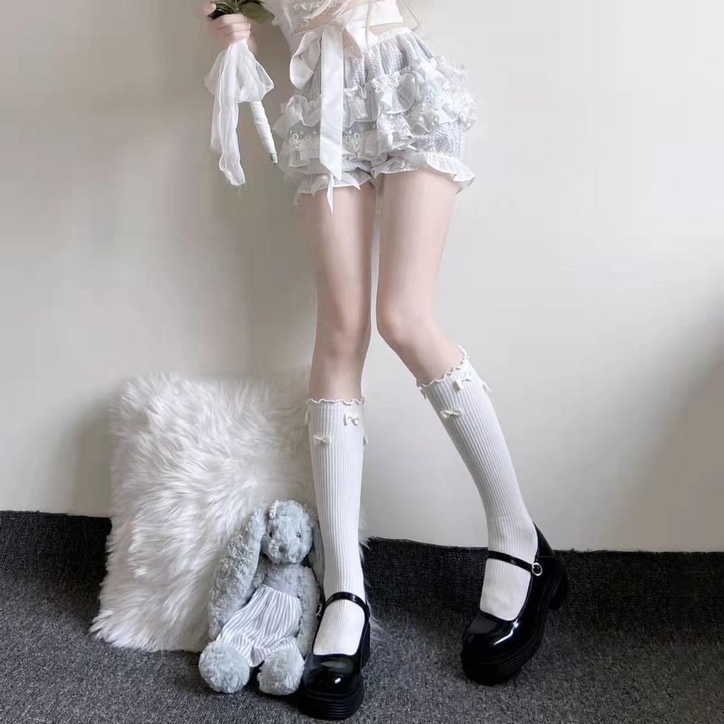 Japanese Style Cute Socks Lace Ruffle Knee High Socks for Girls Lolita Sweet Fishnet JK Uniform Calf Socks