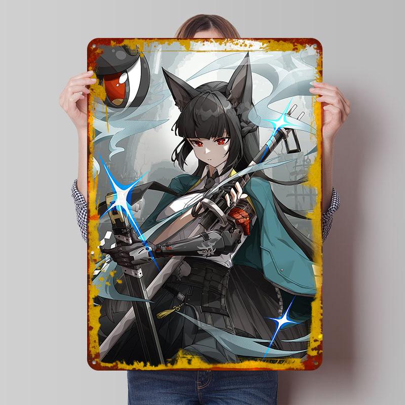 

Girl With Sword Tin Plaque Poster Customized Wall Art Retro Vintage Metal Signs for Man Cave Room Ornaments Office Decor Home 20x30cm（7.8x11.8inch）