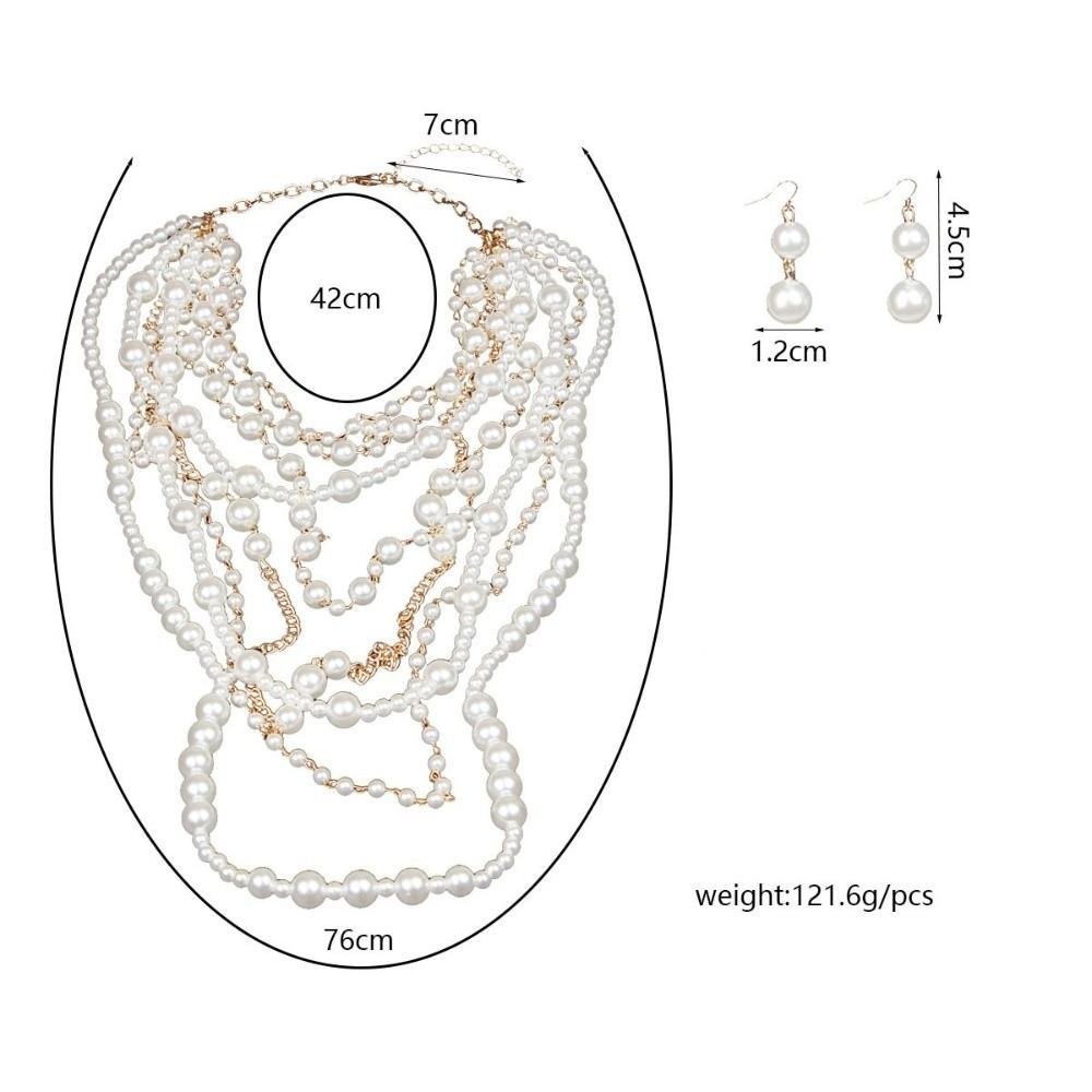 Mehrschichtige Imitationsperlenkette Elegante Mehrschichtige Halskette Perlenkette Partyzubehör
