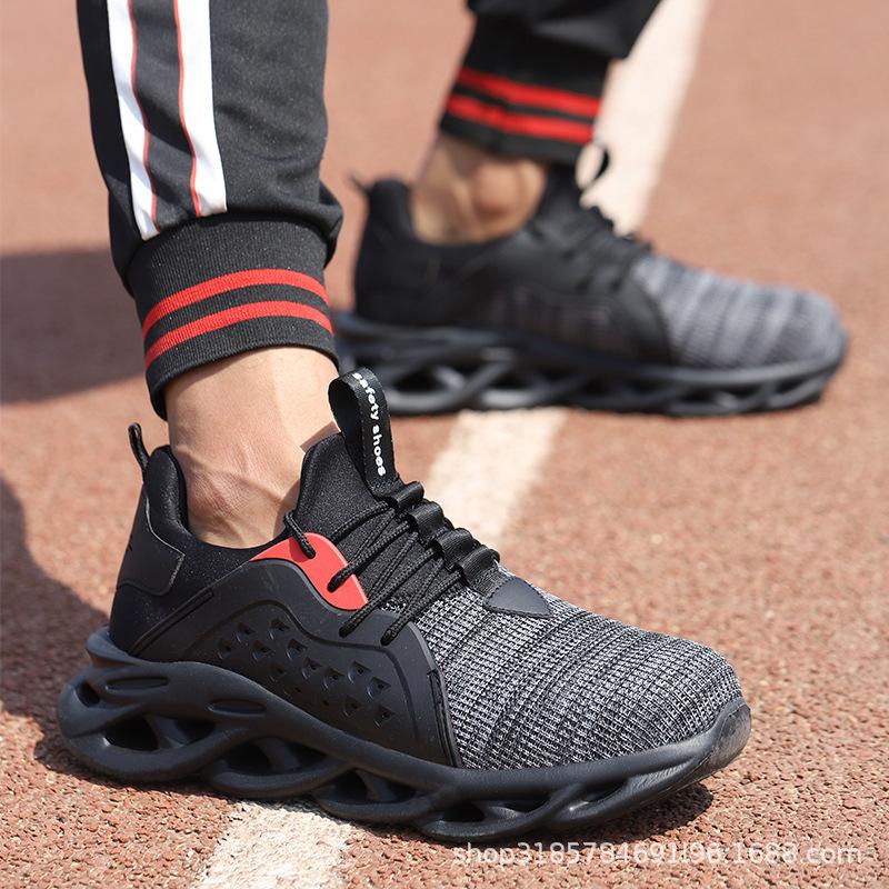 

Men s Lightweight, Breathable Steel Toe Safety Shoes - Fly-Knit Anti-Smash Work Shoes for Construction Sites Gray, Size 39