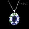 Luxus Damenschmuckset Lila Zirkon Anhänger Verstellbarer Ring Edelsteinohrringe Halskette Modeaccessoire