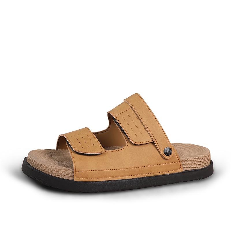 Fashion Summer Men's Leather Sandals Non-Slip Anti-Odor Beach Shoes First Layer Cowhide Outer Wear Casual Tpr Sandals Men's Wholesale