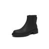 Fashion 2025 NEW Autumn Women Boots Split Leather Women Shoes Round Toe Chunky Heel Shoes Chelsea Boots Daily Shoes Platform Short Boots