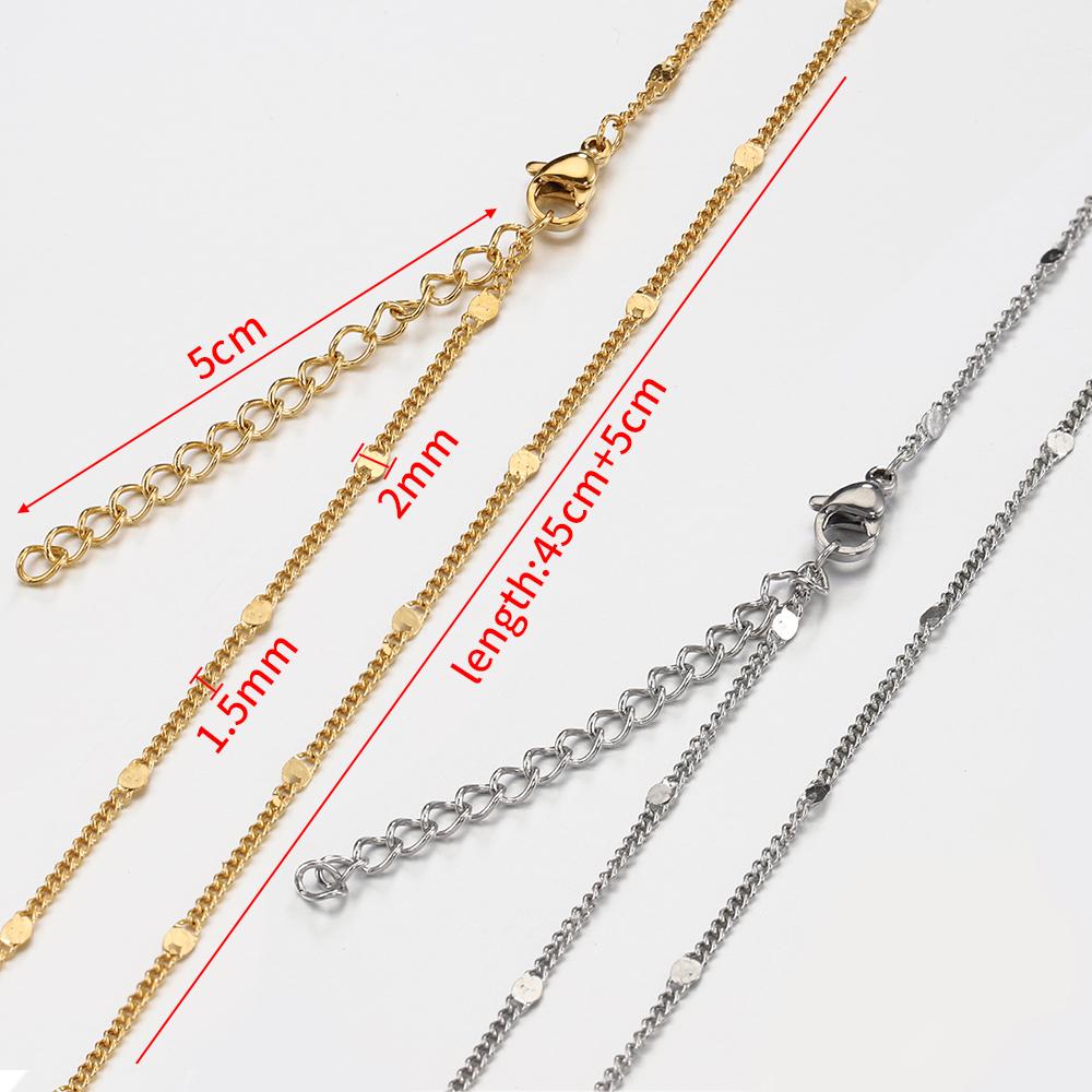 10pcs 5pcs Stainless Steel Bead Chain Necklace Chains for DIY Jewelry Making Findings 45cm+5cm Chain with Lobster Clasps No Fade