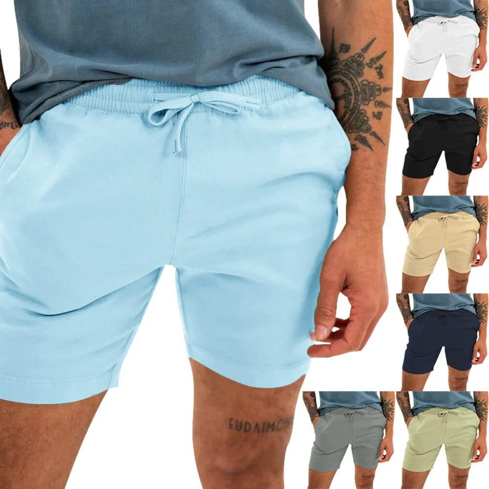 Fashion Men Shorts 2024 Summer Beach Casual Shorts Solid Baggy Basic Pockets Shorts Sports Men's Clothing