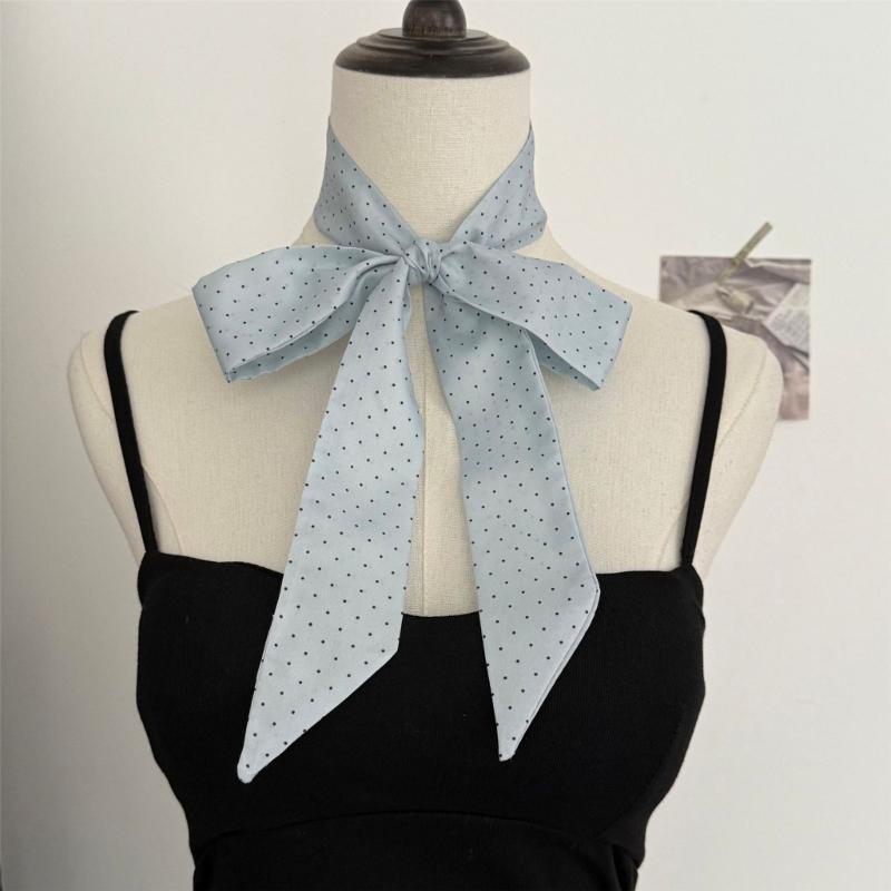 Multipurpose Round Dot Scarf Fashion Lightweight Polyester Headscarf Bag Decoration Travel Neck Wrap Hair Accessory