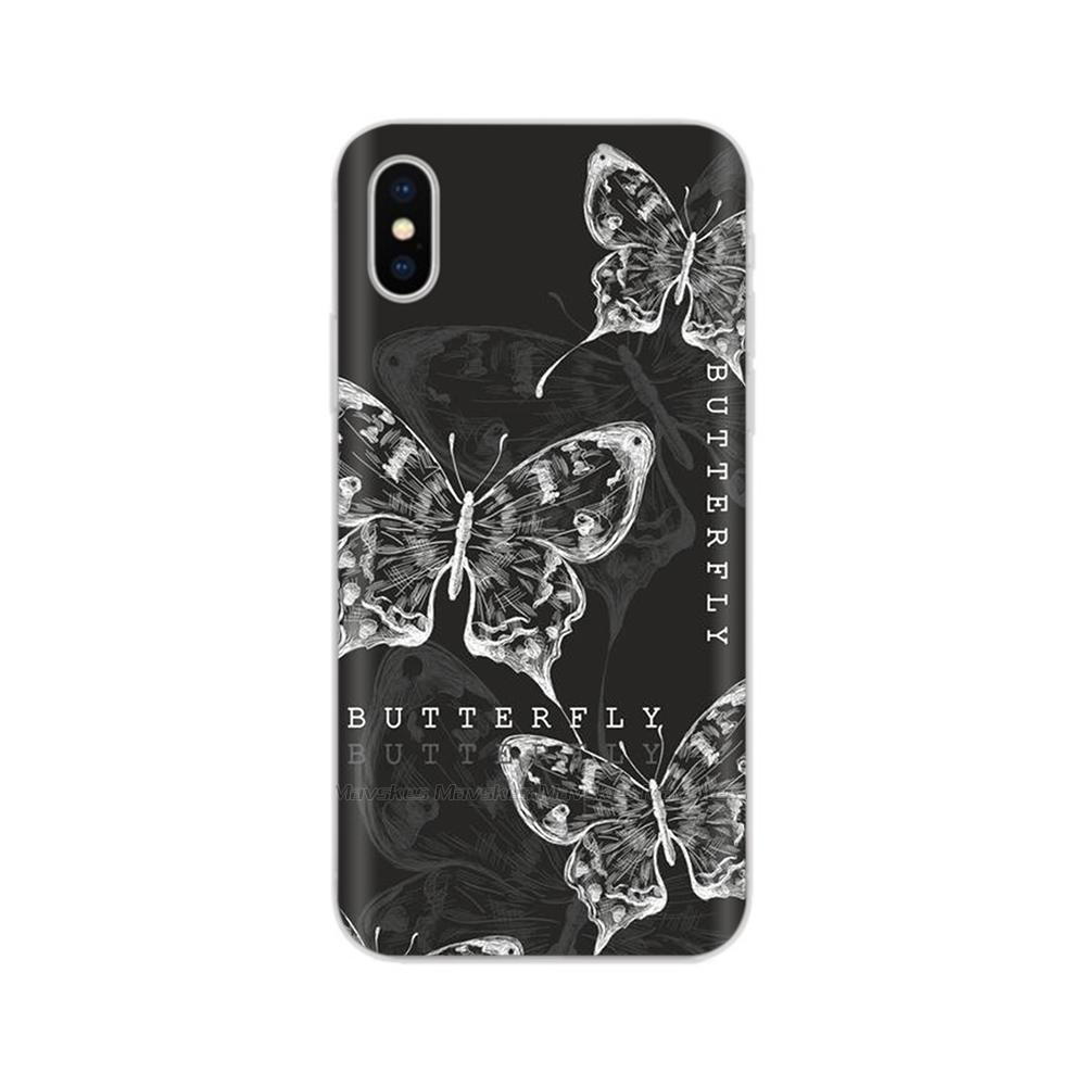 For iPhone X Case For iPhone Xs Case Fashion Soft Silicone Housing For iPhoneX Transparent Phone Back Covers Shell Flowers Coque