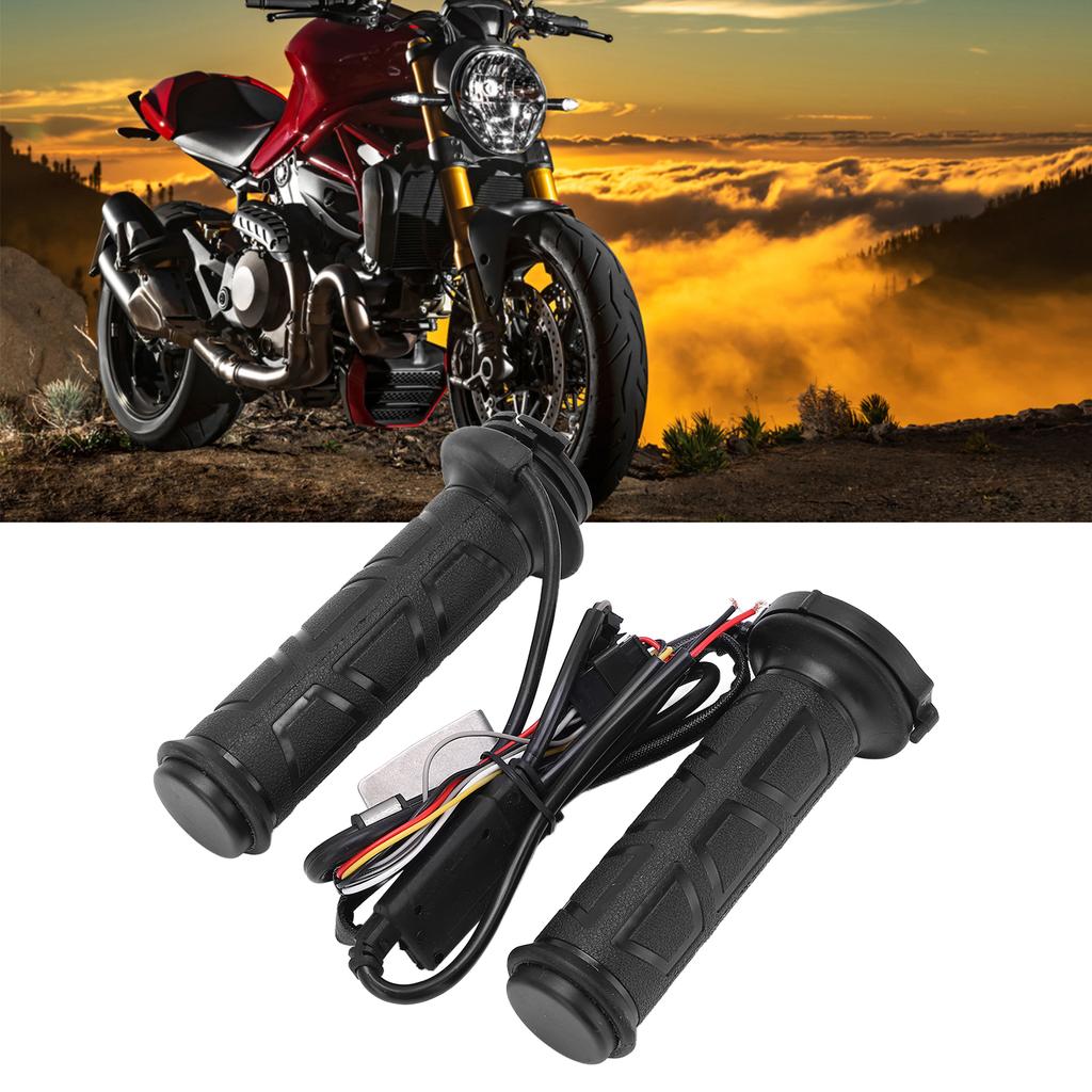 Pair Motorcycle Heated Grip 22mm 0.87in 50‑70 Celsius Intelligent Universal Black 12V Modification