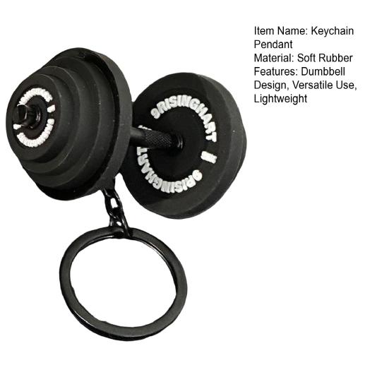 Nyckelring Hänge Lättviktig Hållbar Mjukt Gummi Metall Hanteldesign Avtagbar Träningsväska Berlock Nyckelhållare Sportig Gåva Tillbehör