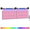 Cabeceira Suspensa com Luz LED Tecido Rosa