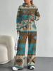 European And American Autumn And Winter Casual Long-Sleeved Suit Women'S Bohemian Hooded Sweater Trousers Two-Piece Set