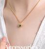 Elegant Zircon Glass Pendant Necklace with Pearl Chain