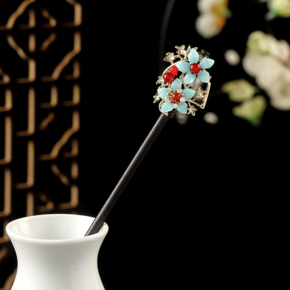 Wood Tassel Step Shaking Hairpin Chopstick Hair Stick Ancient Hair Ornament Pan Headdress Flower Hair Styling Accessories Gifts