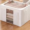 Tianshan Foldable Cotton Linen Storage Box with Spray-Painted Steel Frame for Quilts and Wardrobes