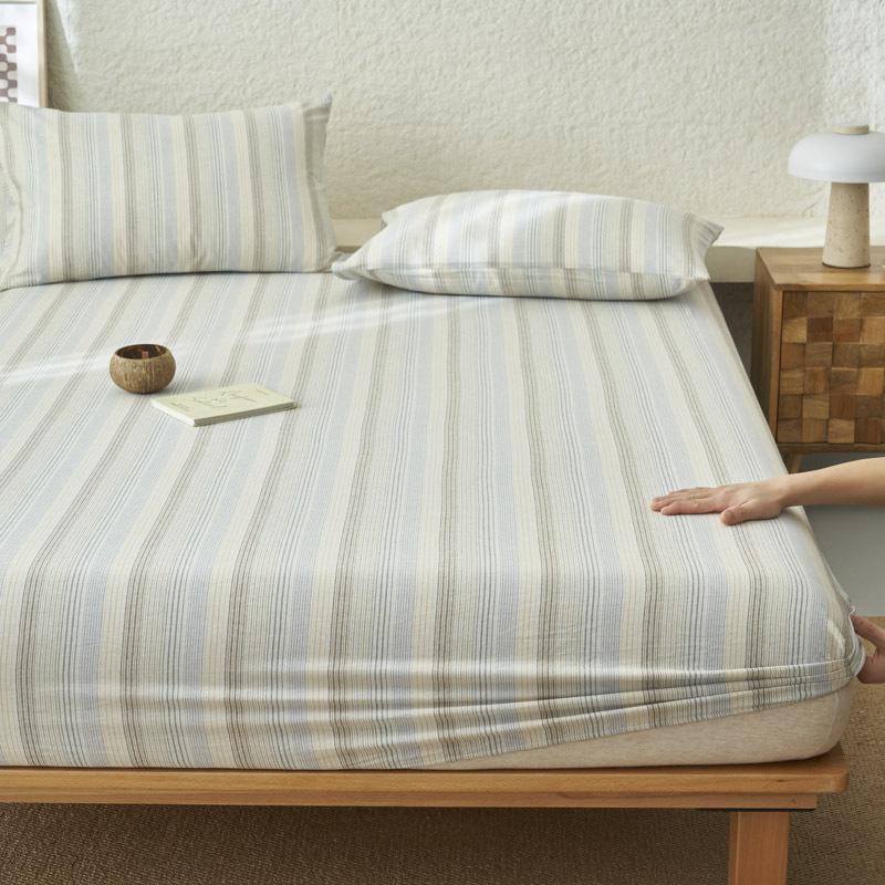 Premium Cotton Plain Fitted Sheet Deep Pocket Elastic Edges Non Slip Sheet Home Mattress Protector Soft Sheets Couvre Lit