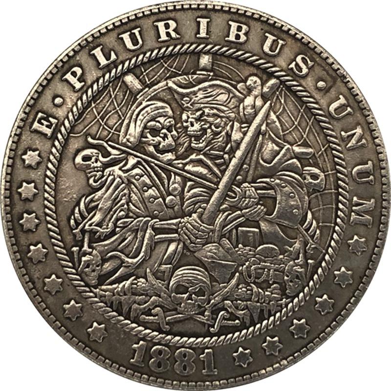 

Памятные коллекционные сувенирные серебряные монеты США 1881 года с черепом США