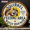 Vintage Metal Tin Sign Funny Garden Decor Squirrel Warning Durable Outdoor Plaque