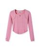 AVANDRESS Square Neck Line Crop Long Sleeve Knit Pink
